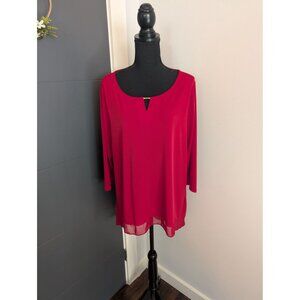 Chico's Red Demi Woven Knit High/Low Tunic Top - 3 (XL/16)‎ Style 570155314